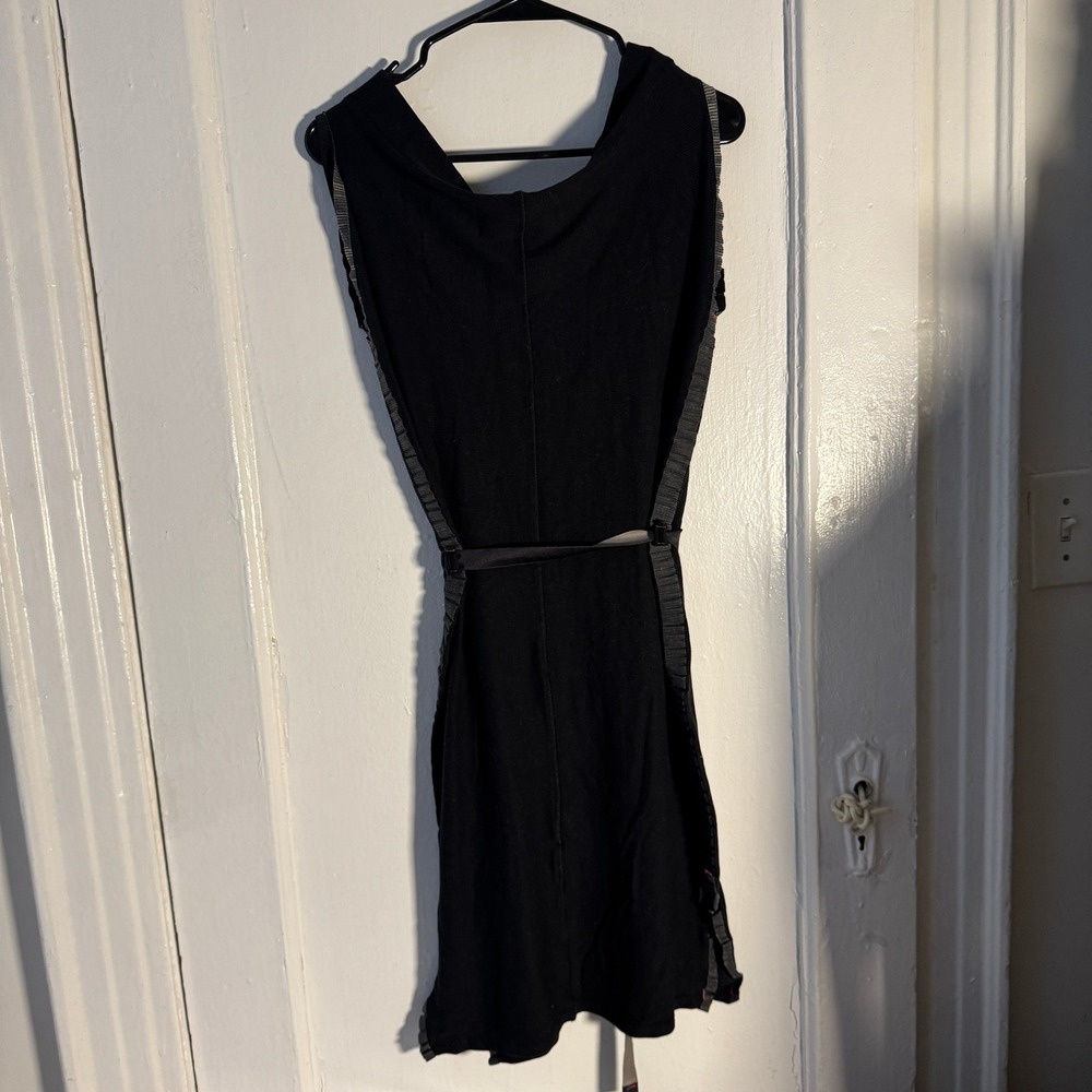 Vtg Y2K Cop Copine Black Ribbed Knit Cowl Neck Dress Coquette Minimalist - Picture 8 of 9